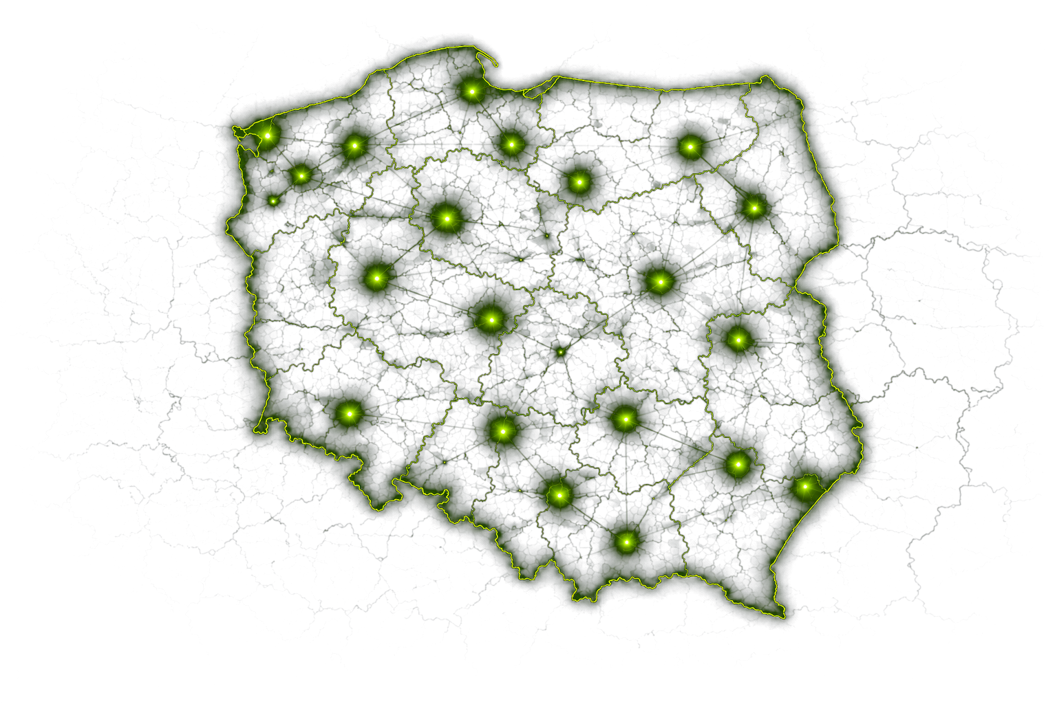 Mapa Polski z zasięgiem działania Omniway